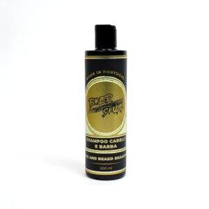 Biker Skull Hair and Beard Shampoo bottle designed for men’s grooming, providing hydration and cleaning for both hair and beard.